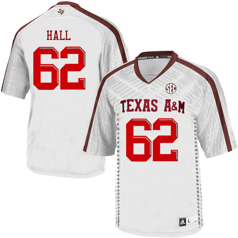 Men #62 Harrison Hall Texas A&M Aggies College Football Jerseys Sale-White - Click Image to Close